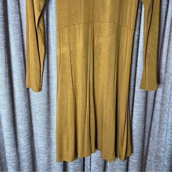 Express Mustard Yellow Long Sleeve Faux Wrap Dress Size Medium - Picture 14 of 16